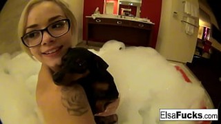 Elsa Jean shows off hotel me xxx her hotel room and her pussy